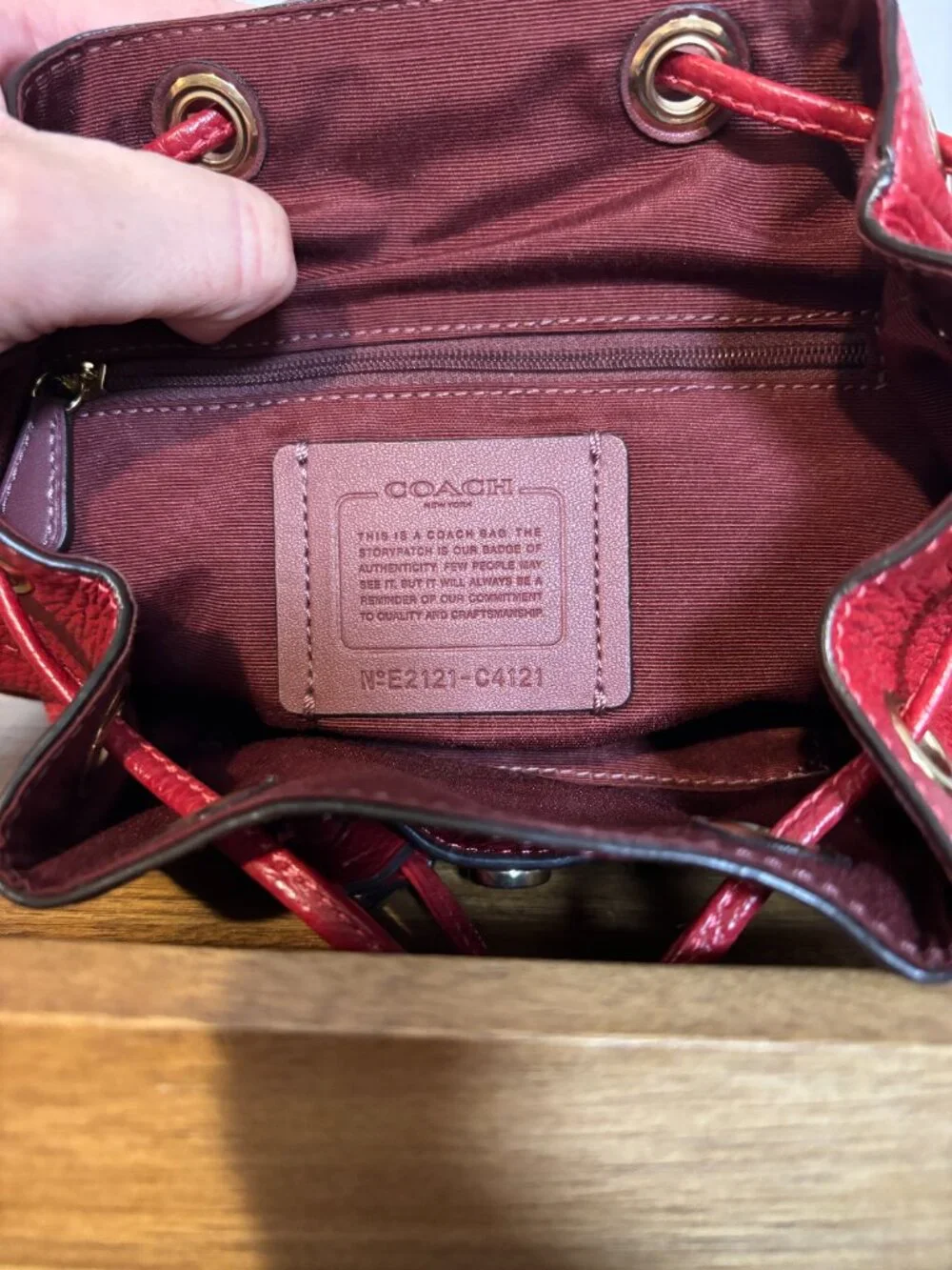 Coach Pennie 22 Red Pebbled Leather Mini Backpack